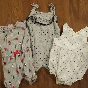 Trio of one piece rompers